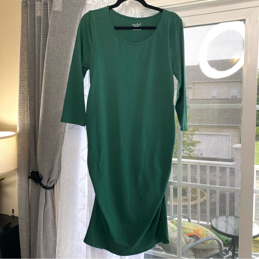 INGRID & ISABEL Maternity BodyCon MIDI Dress Green New